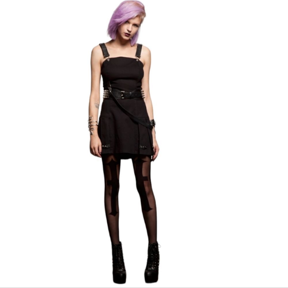 TRIPP x Mortal Instruments Clary dress bondage straps goth‎ pleated mini RARE L